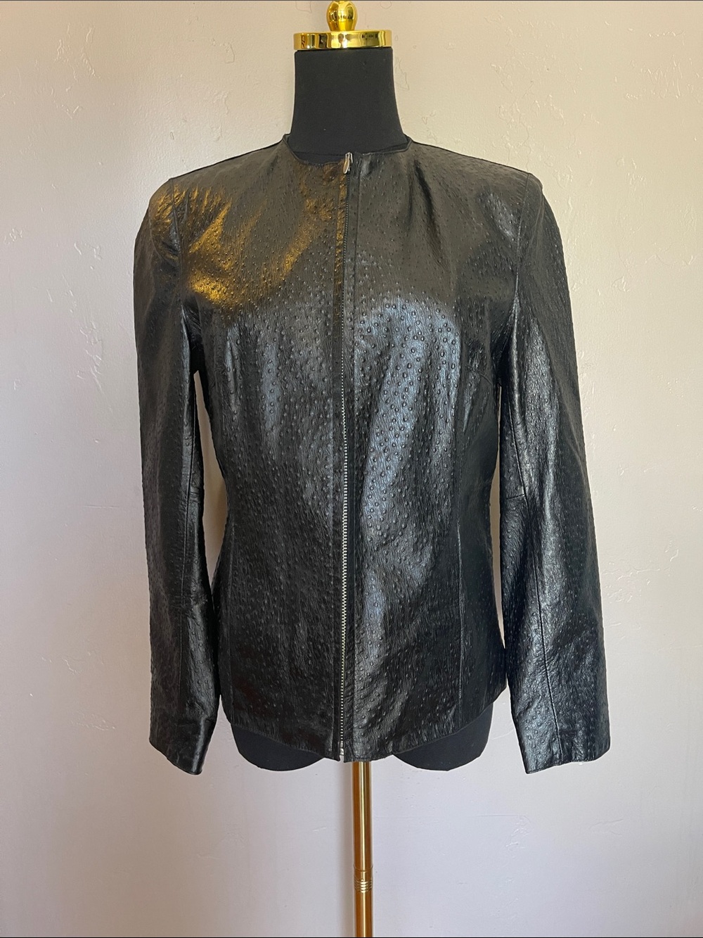 Caslon Nordstrom Black Genuine Lambskin Leather Jacket Petite XS